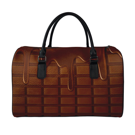 Chocolate Print Leather Duffle Bag