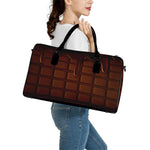 Chocolate Print Leather Duffle Bag