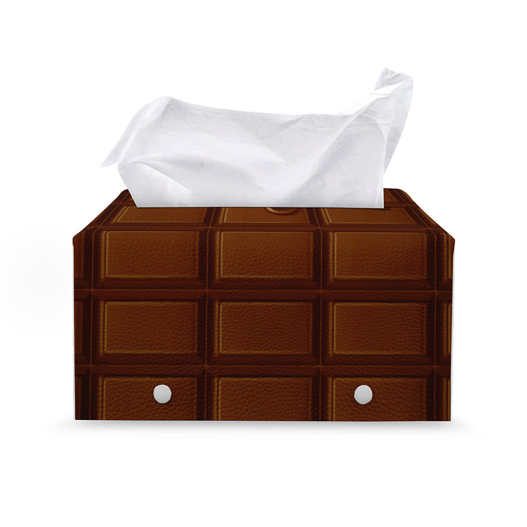 Chocolate Print Leather Tissue Box Cover
