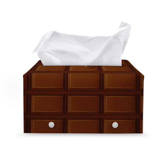 Chocolate Print Leather Tissue Box Cover