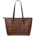 Chocolate Print Leather Tote Bag With Zipper