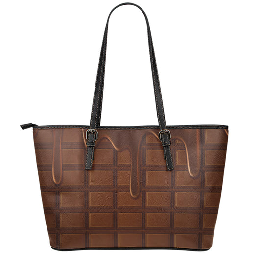 Chocolate Print Leather Tote Bag