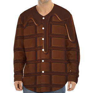 Chocolate Print Long Sleeve Baseball Jersey