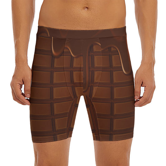 Chocolate Print Men's Long Boxer Briefs