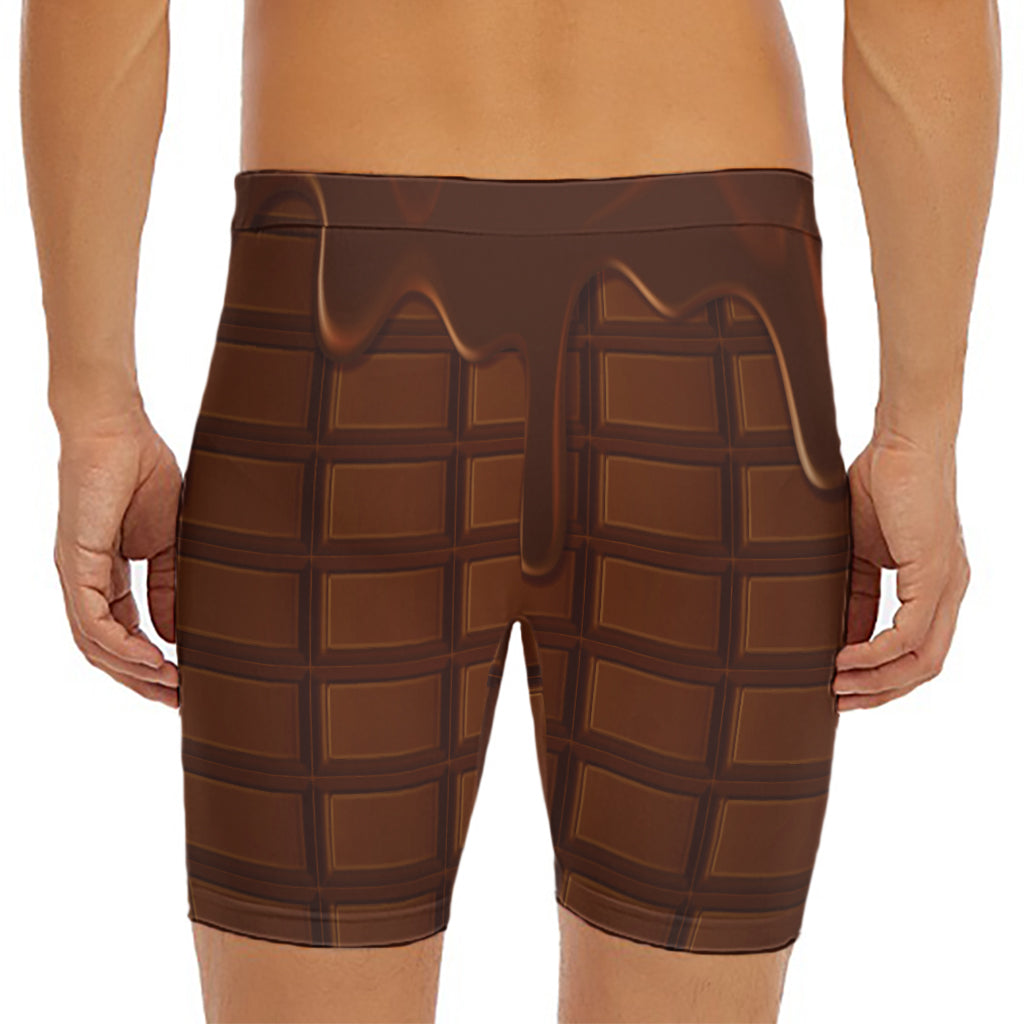 Chocolate Print Men's Long Boxer Briefs