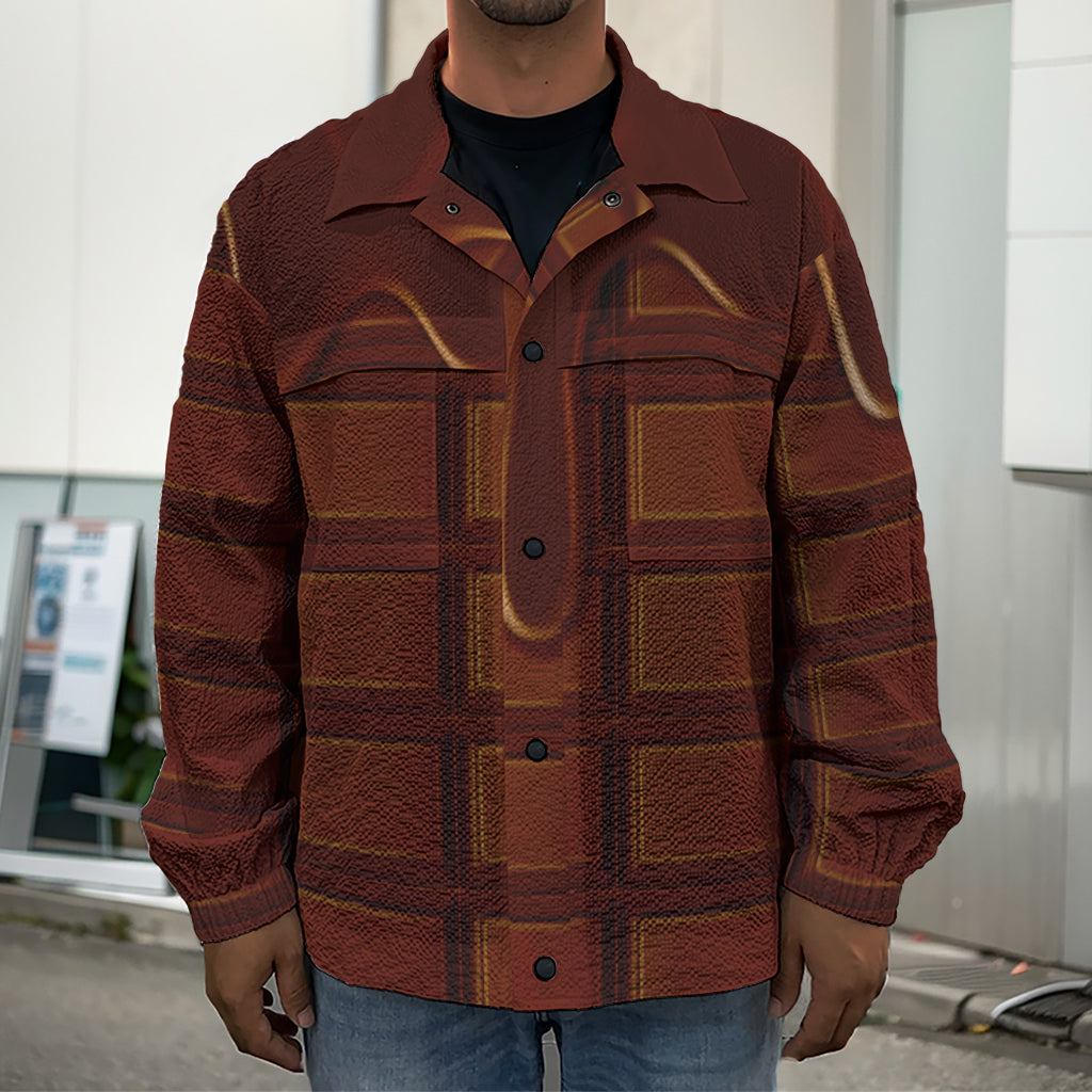 Chocolate Print Men's Shirt Jacket