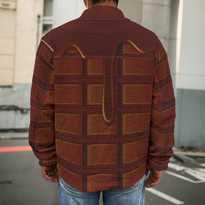Chocolate Print Men's Shirt Jacket