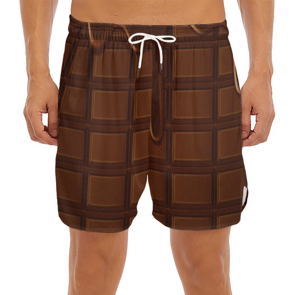 Chocolate Print Men's Split Running Shorts