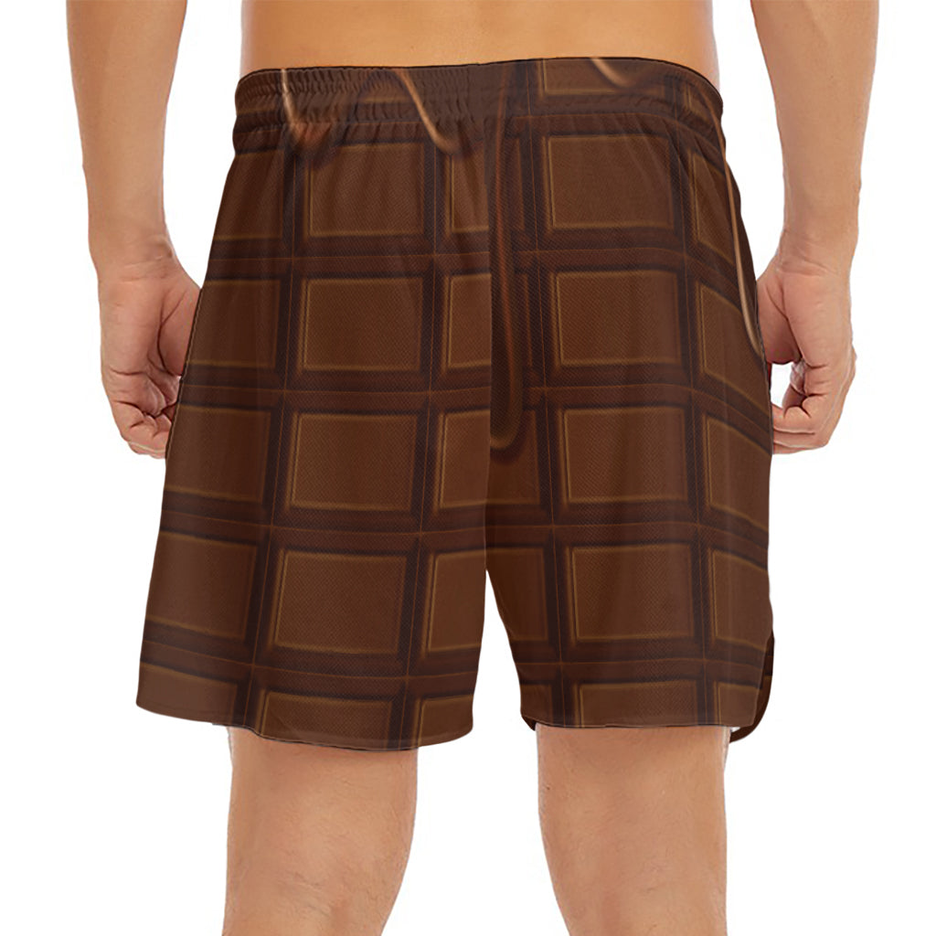 Chocolate Print Men's Split Running Shorts