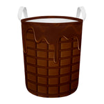 Chocolate Print Round Laundry Basket