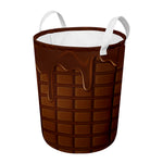 Chocolate Print Round Laundry Basket