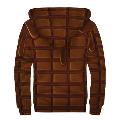 Chocolate Print Sherpa Lined Zip Up Hoodie