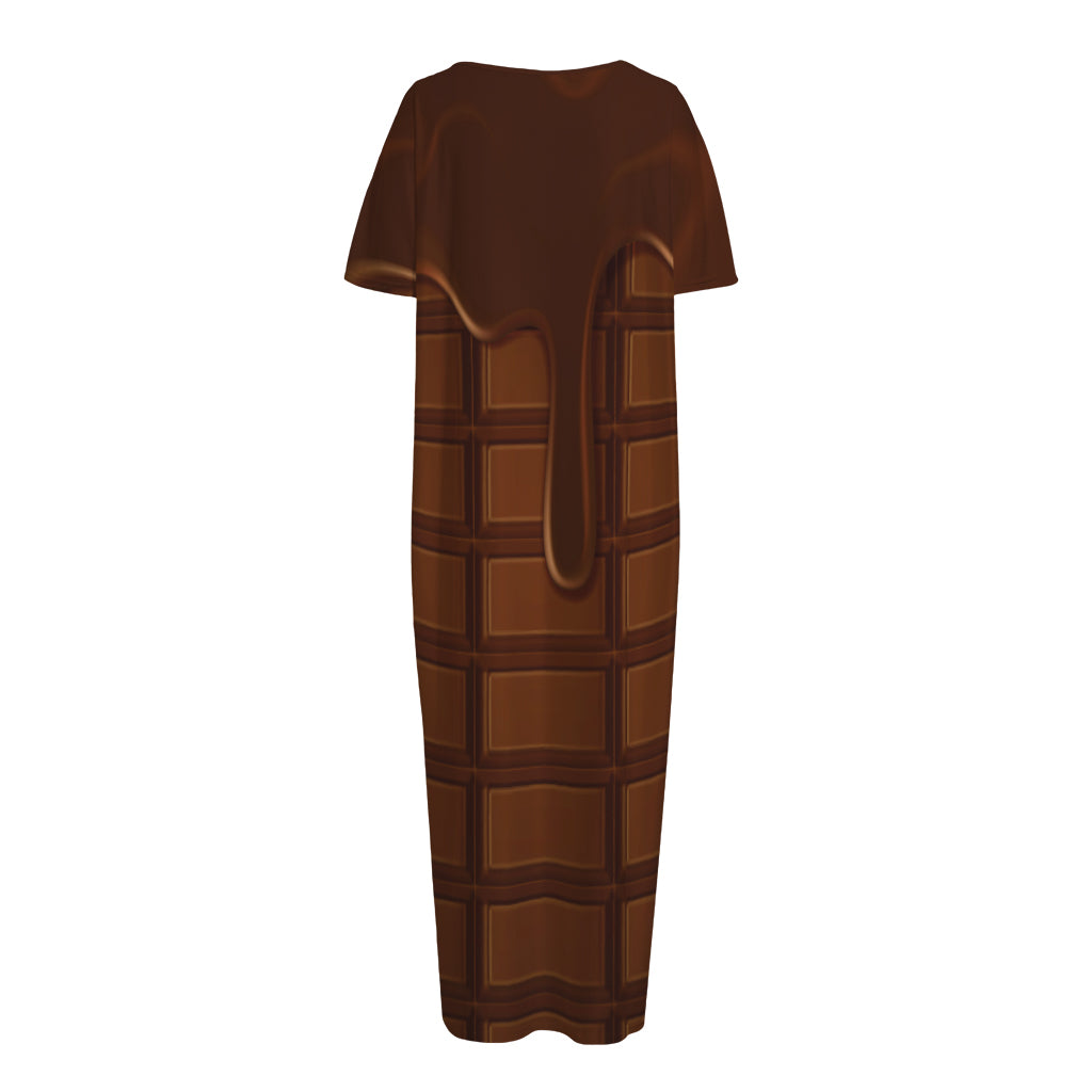 Chocolate Print Short Sleeve Long Nightdress