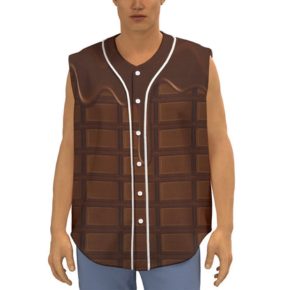 Chocolate Print Sleeveless Baseball Jersey