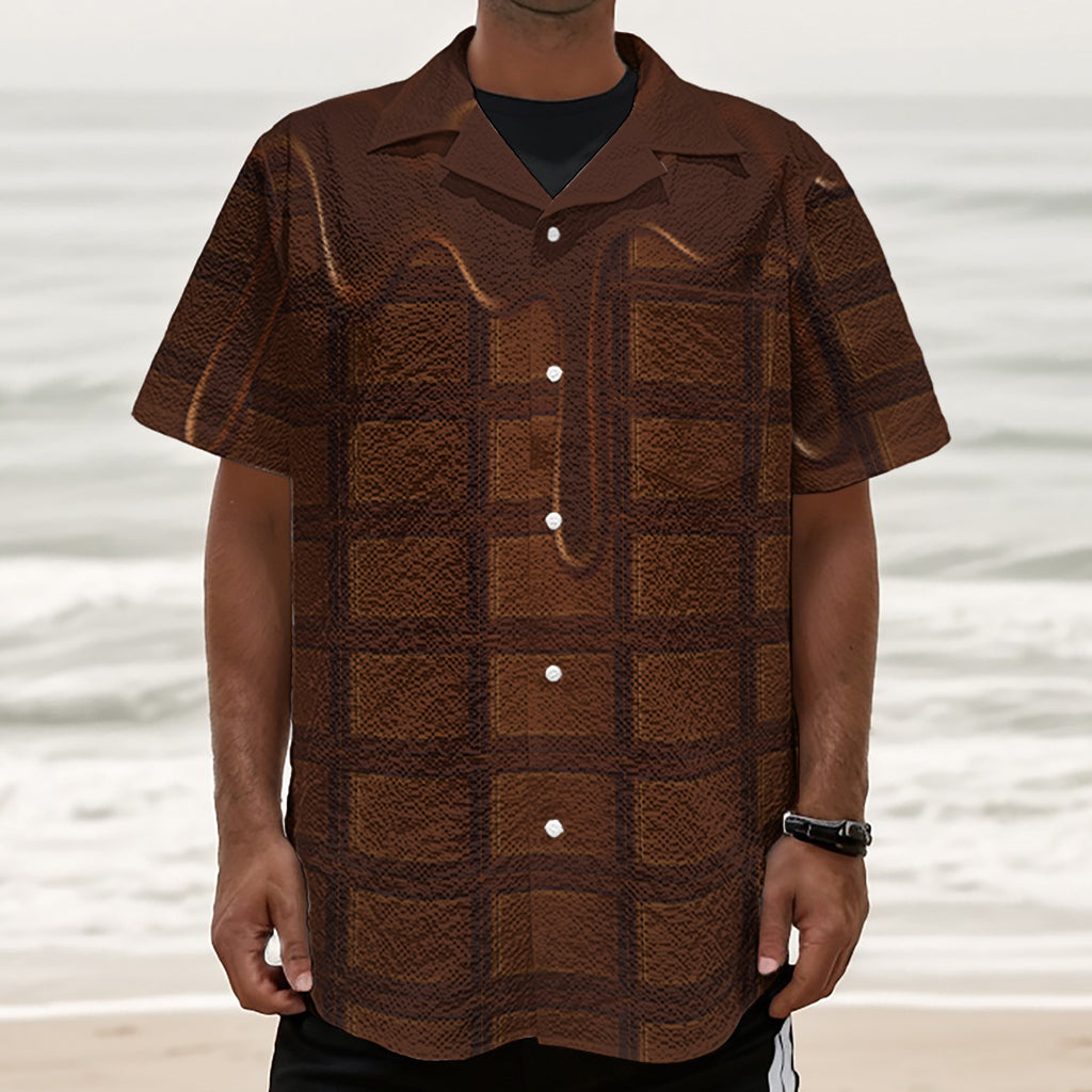 Chocolate Print Textured Short Sleeve Shirt