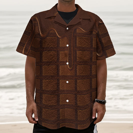 Chocolate Print Textured Short Sleeve Shirt