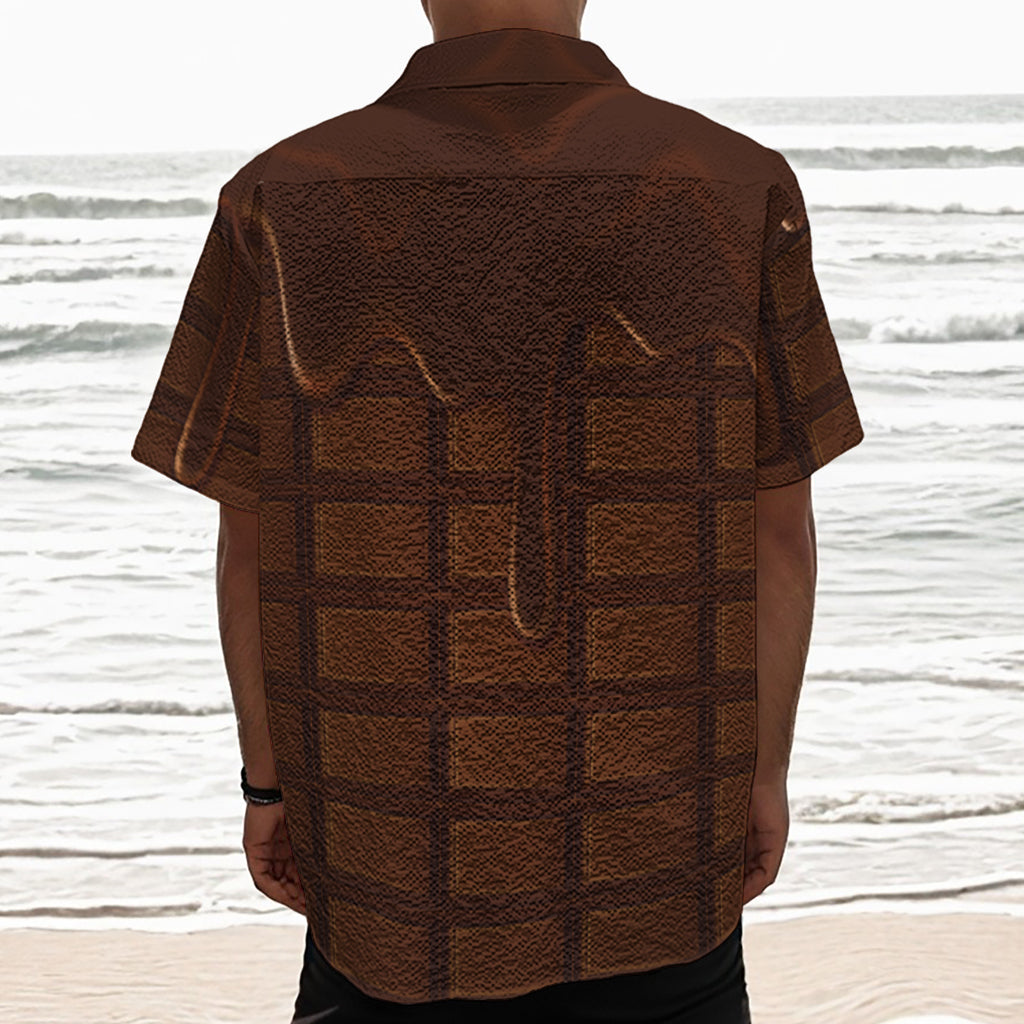 Chocolate Print Textured Short Sleeve Shirt
