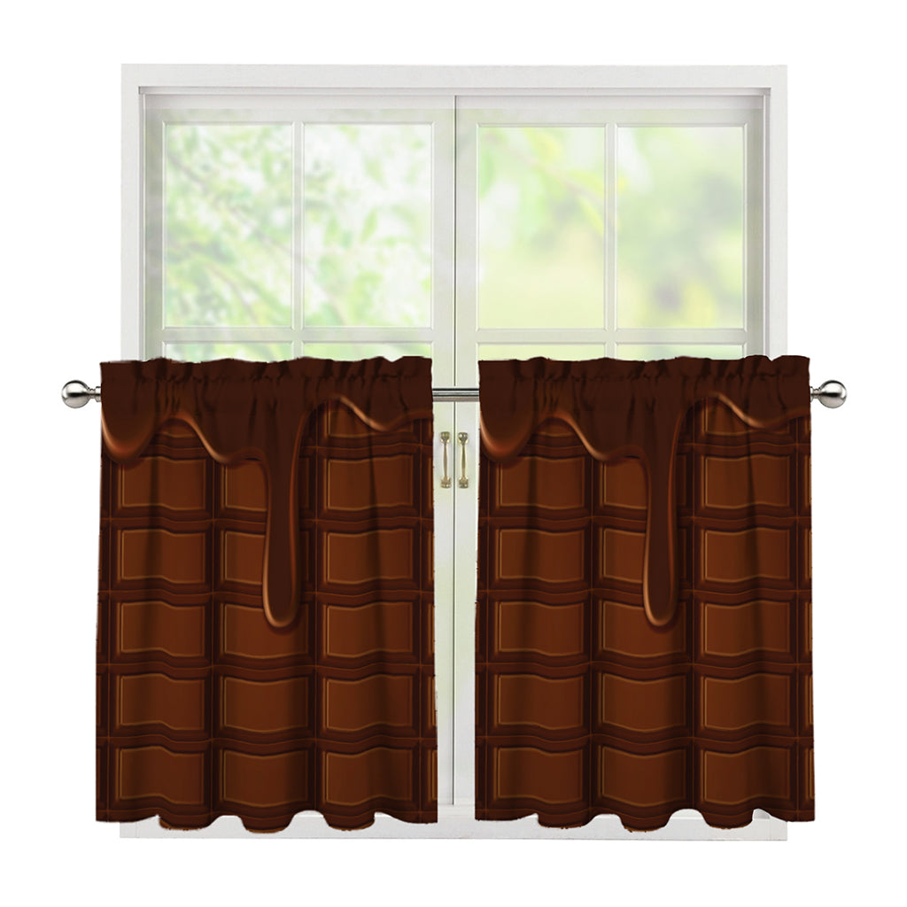 Chocolate Print Tier Curtains