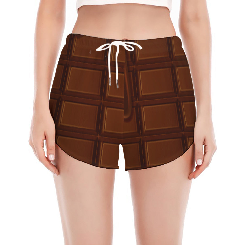 Chocolate Print Women's Split Running Shorts