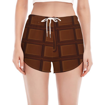 Chocolate Print Women's Split Running Shorts