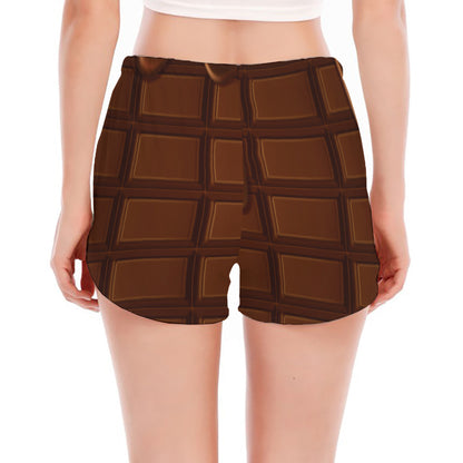 Chocolate Print Women's Split Running Shorts