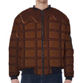 Chocolate Print Zip Sleeve Bomber Jacket