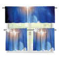Christian Cross And White Doves Print 3 Piece Kitchen Curtains