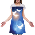 Christian Cross And White Doves Print Adjustable Apron