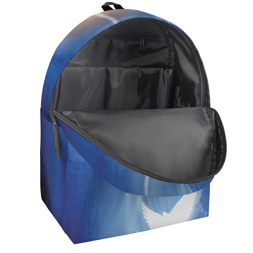 Christian Cross And White Doves Print Backpack