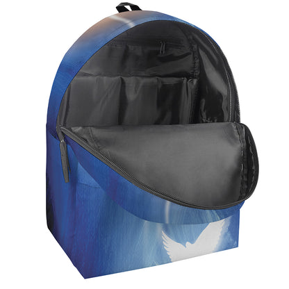 Christian Cross And White Doves Print Backpack