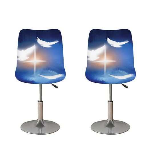 Christian Cross And White Doves Print Bar Stool Covers