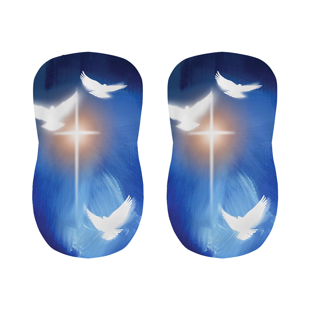Christian Cross And White Doves Print Bar Stool Covers