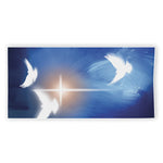 Christian Cross And White Doves Print Beach Towel