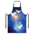 Christian Cross And White Doves Print Bib Apron With Pocket