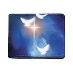 Christian Cross And White Doves Print Bifold Wallet