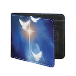 Christian Cross And White Doves Print Bifold Wallet