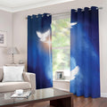 Christian Cross And White Doves Print Dimout Grommet Curtains