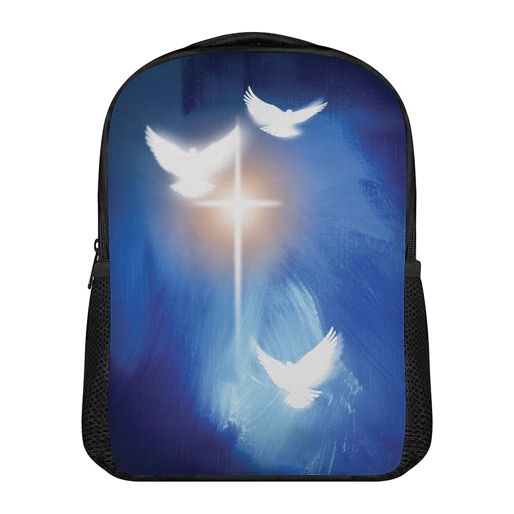 Christian Cross And White Doves Print Casual Backpack