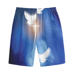 Christian Cross And White Doves Print Cotton Shorts