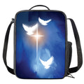 Christian Cross And White Doves Print Crossbody Lunch Bag