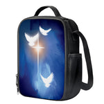 Christian Cross And White Doves Print Crossbody Lunch Bag