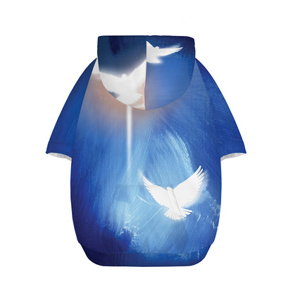 Christian Cross And White Doves Print Dog Zip Up Hoodie