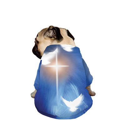 Christian Cross And White Doves Print Dog Zip Up Jacket