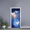 Christian Cross And White Doves Print Door Sticker