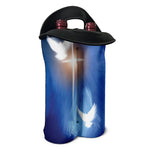 Christian Cross And White Doves Print Double Neoprene Wine Tote
