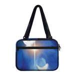 Christian Cross And White Doves Print Double Strap Bible Bag