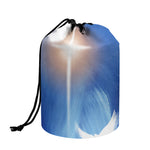Christian Cross And White Doves Print Drawstring Makeup Bag