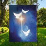 Christian Cross And White Doves Print Garden Flag