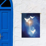 Christian Cross And White Doves Print Garden Flag