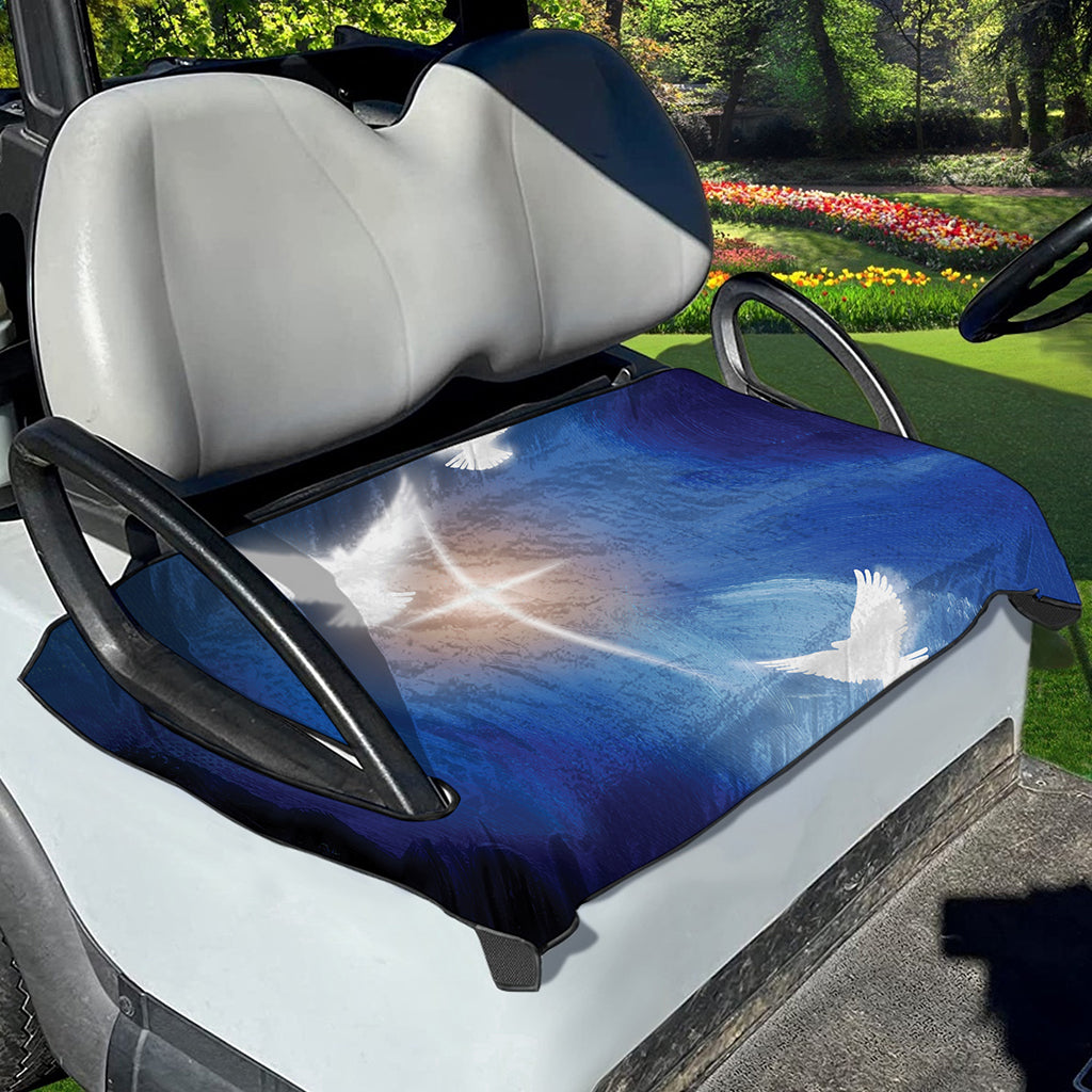 Christian Cross And White Doves Print Golf Cart Seat Cover